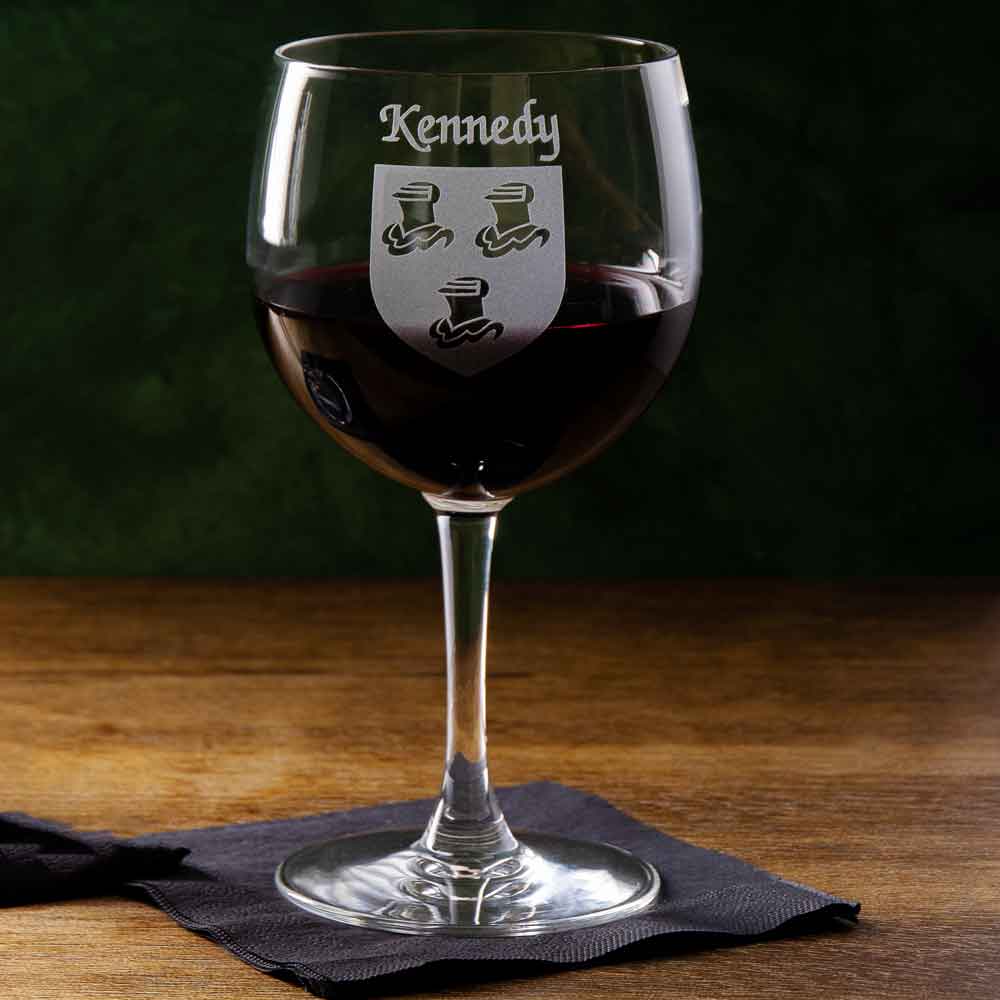 Product image for Personalized Coat of Arms Red Wine Glasses - Set of 4
