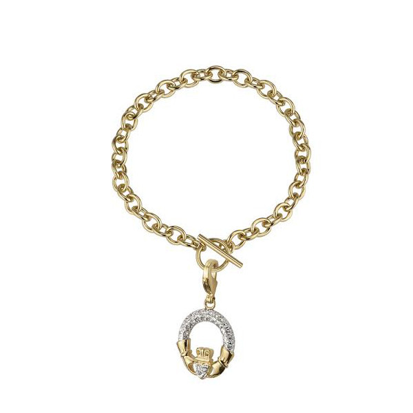 Product image for Irish Bracelet - 18k Gold Plated Crystal Claddagh Bracelet