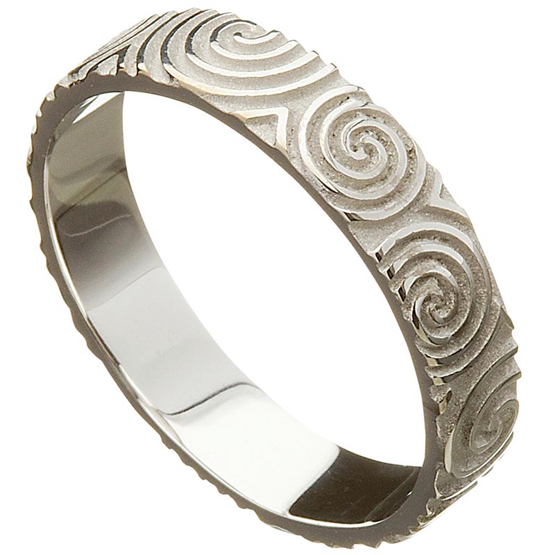 Tjhg038 Celtic Spiral Irish Wedding Ring Mens Silver Gold Newgrange 