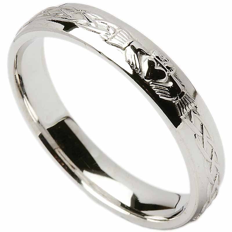 Product image for SALE - Irish Wedding Ring - Celtic Knot Claddagh Mens Wedding Band