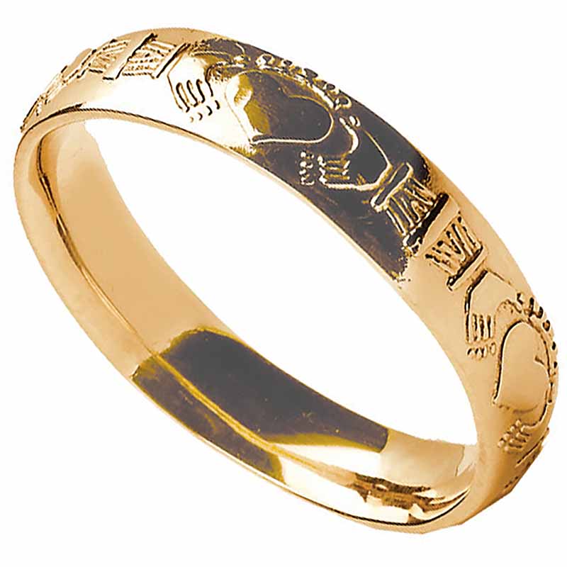 Wed16 Mens Court Claddagh Wedding Ring Band Silver Gold 