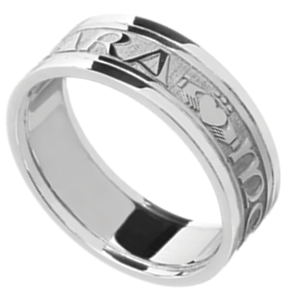 Product image for Mo Anam Cara Ring - Men's White Gold Mo Anam Cara 'My Soul Mate' Irish Wedding Band