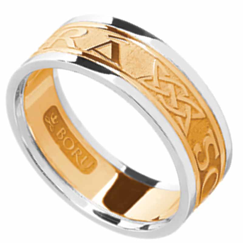 Product image for Irish Ring - Men's Yellow Gold with White Gold Trim - Gra Go Deo 'Love Forever' Irish Wedding Ring