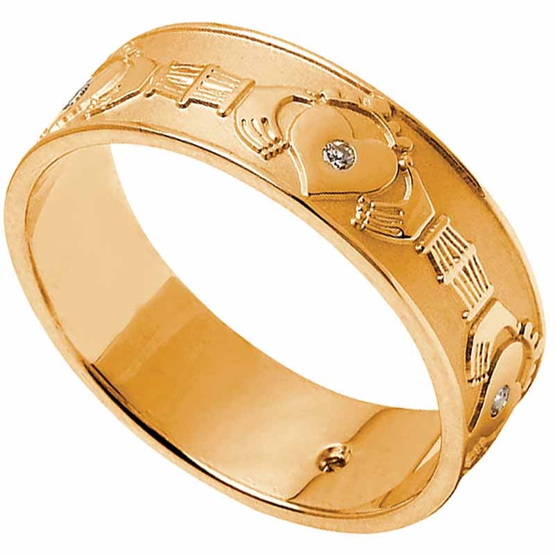 Product image for Claddagh Ring - Ladies Diamond Set Claddagh Wedding Band