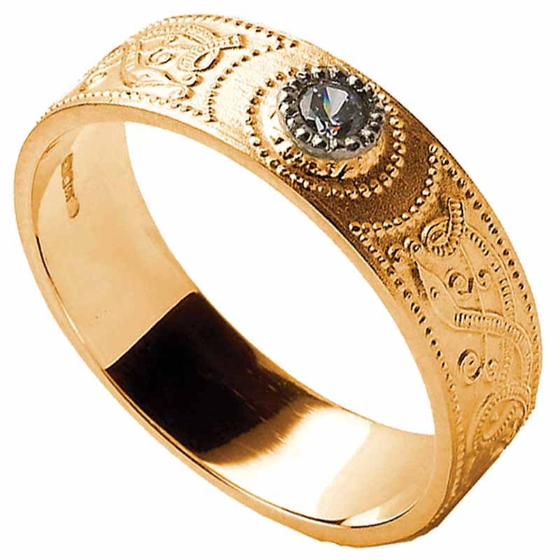 Product image for Celtic Ring - Men's Warrior Shield Wedding Ring Diamond