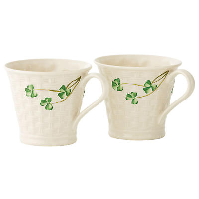 Belleek Shamrock Basketweave Mugs (set of 2)