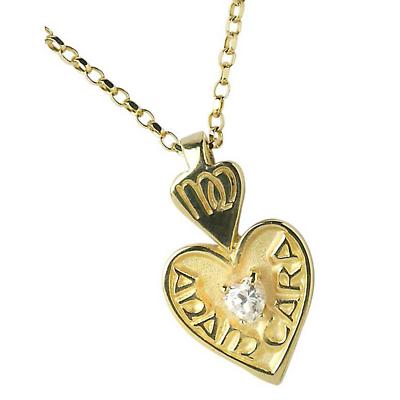 Irish Necklace - 10k Gold Mo Anam Cara 'My Soul Mate' Pendant with Chain and Stone Set