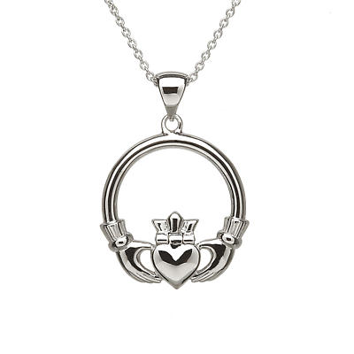 Alternate Image 1 for SALE -Claddagh Necklace - Sterling Silver 14k Gold Plated Sweetheart Irish Necklace