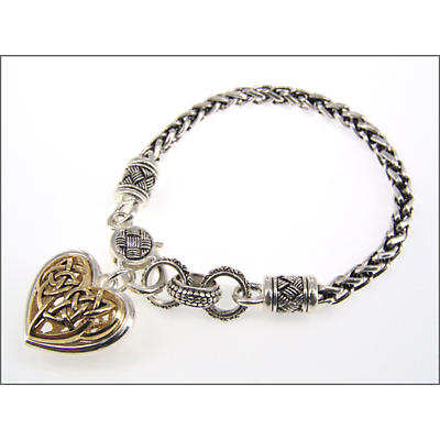 Celtic Bracelet - Two Tone Celtic Heart Bracelet