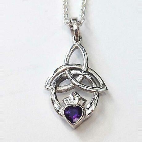 Product Image for Celtic Necklace - Trinity Knot Claddagh Pendant - Amethyst