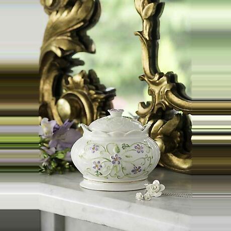 Belleek Irish Flax Trinket Box