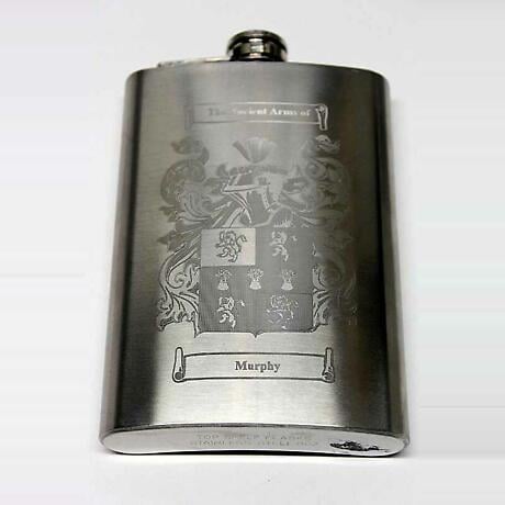 Coat of Arms Personalized 8oz Irish Hip Flask