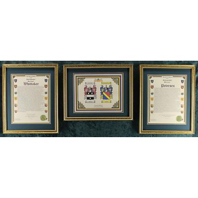 Framed Double Coat of Arms and Family History