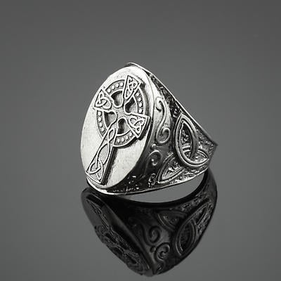 Alternate Image 1 for Celtic Ring - Sterling Silver Celtic Cross Trinity Knot Ring