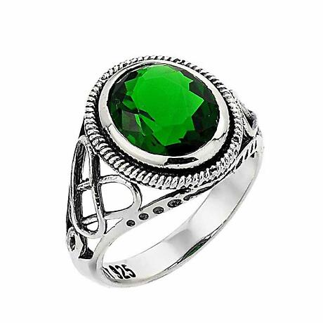 Product Image for Celtic Ring - Sterling Silver Trinity Knot Emerald Stone Ring