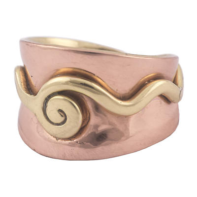 Grange Irish Jewelry - Small Spiral in Wide Copper Two Tone Ring