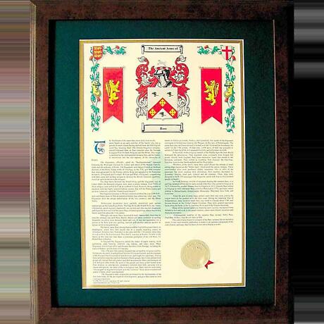 Personalized 16 x 20 inch History with Coat of Arms Matted & Framed Print