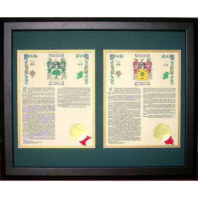 Personalized 16 x 20 His & Her Coat of Arms Matted & Framed Print