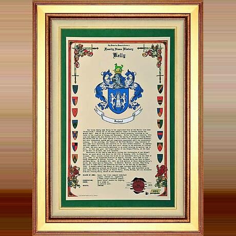 Personalized Irish Coat of Arms Celebration Scroll - Framed