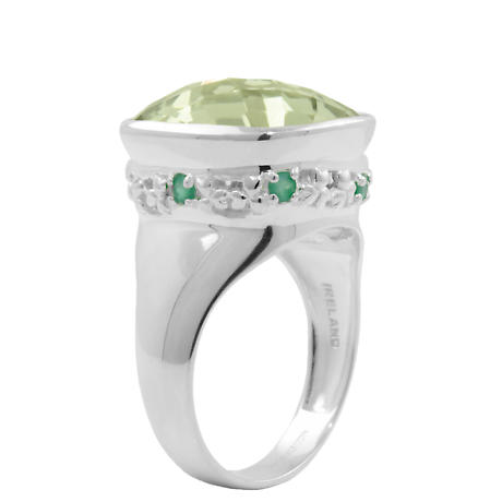 Alternate Image 1 for Shamrock Ring - Green Amethyst and Green Agate Shamrock Ring