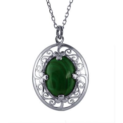 Irish Necklace - Sterling Silver Celtic Pendant with Malachite