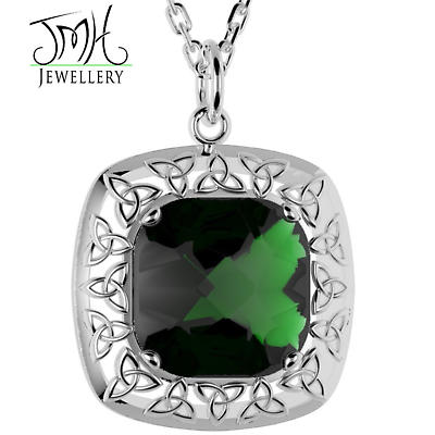 Product Image for Irish Necklace - Sterling Silver Green Quartz Trinity Knot Pendant