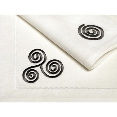 100% Irish Linen Embroidered Celtic Triskele Placemats Set of 4