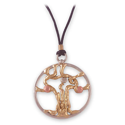 Grange Irish Jewelry - Three Tone Tree of Life Pendant on Cord