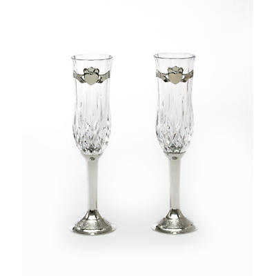 Irish Wedding Gift - Claddagh Wedding Flute Pewter (Pair)