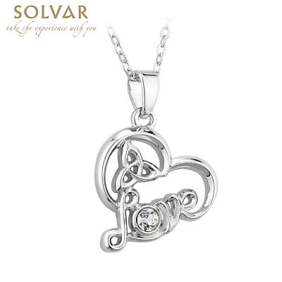 SALE - Irish Necklace - Irish Love Heart Crystal Rhodium Pendant