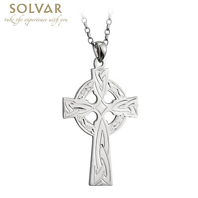 Product Image for Celtic Pendant - Men's Sterling Silver Engraved Celtic Cross Pendant with Chain