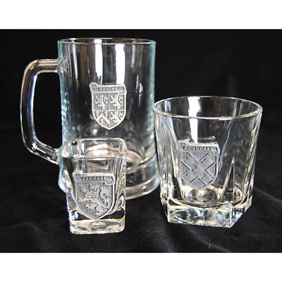 Alternate Image 1 for Personalized Pewter Irish Coat of Arms Rocks Glass - Set of 4