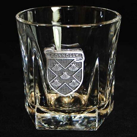 Personalized Pewter Irish Coat of Arms Rocks Glass - Set of 4