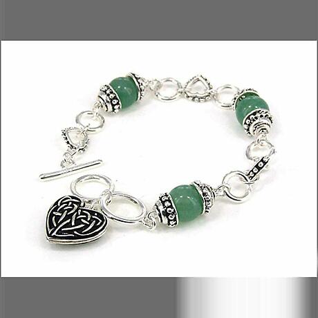 Celtic Bracelet - Celtic Heart Aventurine Toggle Bracelet