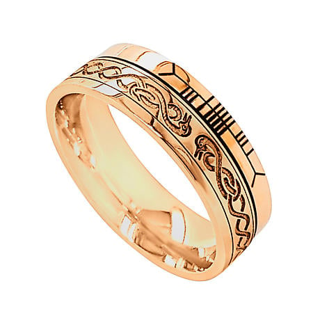 Alternate Image 2 for Irish Rings - Comfort Fit Faith Le Cheile Design Wedding Band