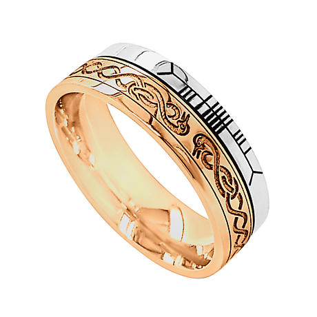 Alternate Image 4 for Irish Rings - Comfort Fit Faith Le Cheile Design Wedding Band