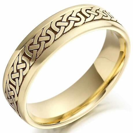 Product Image for Irish Wedding Ring - Mens Gold Celtic Knots Wedding Band