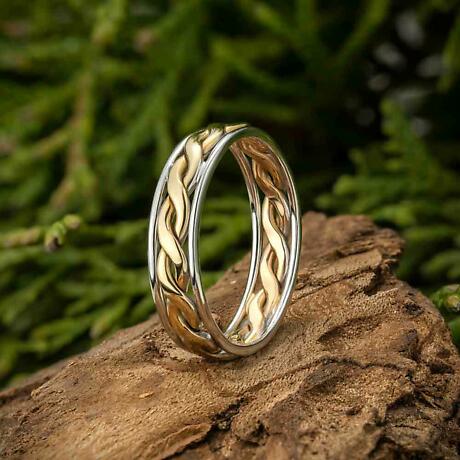 Alternate Image 1 for SALE | Irish Wedding Ring - Ladies Gold Two Tone Celtic Knot Wedding Band