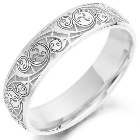 Alternate Image 1 for Celtic Wedding Ring - Mens Gold Celtic Spiral Triskel Irish Wedding Band
