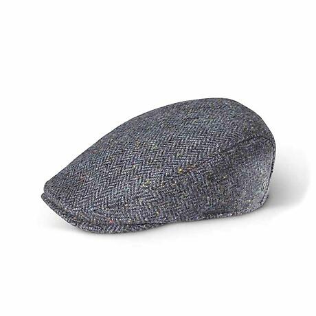 Irish Hat | Blue Herringbone Wool Donegal Tweed Cap