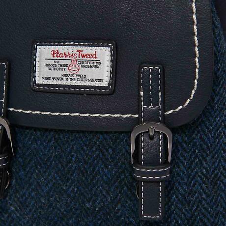 Alternate Image 3 for Celtic Tweed Bag | Navy Herringbone Harris Tweed Backpack