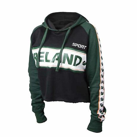 Product Image for Irish Sweatshirt | Ladies Green & Black Ireland Sport Cropped Hooded Sweatshirt