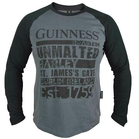 Irish T-Shirts | Guinness Black & Grey Baseball Tee