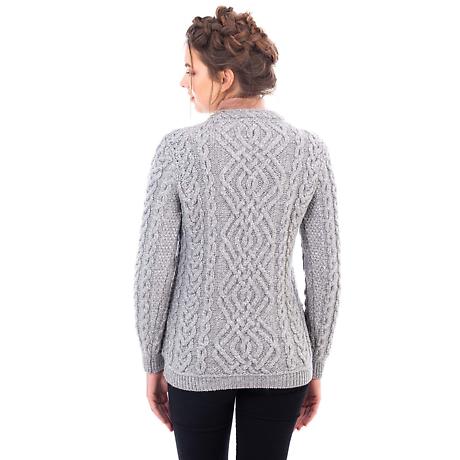 Alternate Image 7 for Irish Sweater | Aran Cable Knit Merino Wool Crew Ladies Sweater