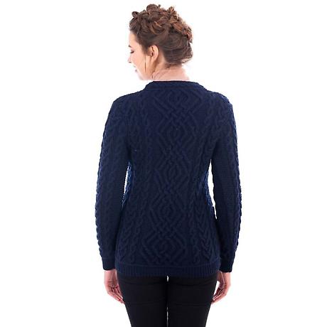 Alternate Image 5 for Irish Sweater | Aran Cable Knit Merino Wool Crew Ladies Sweater