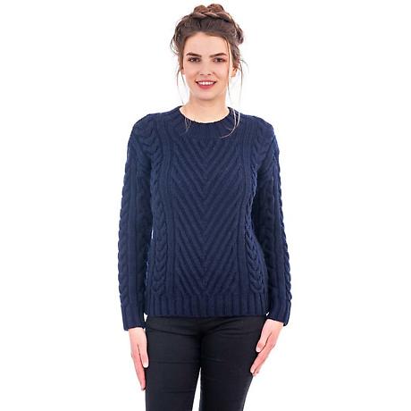 Product Image for Irish Sweater | Merino Wool Ribbed Cable Ladies Sweater
