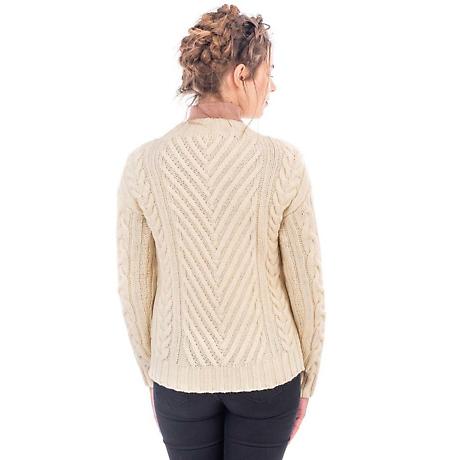 Alternate Image 3 for Irish Sweater | Merino Wool Ribbed Cable Ladies Sweater