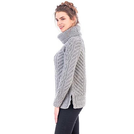 Alternate Image 8 for Irish Sweater | Merino Wool Aran Knit Cowl Neck Ladies Sweater