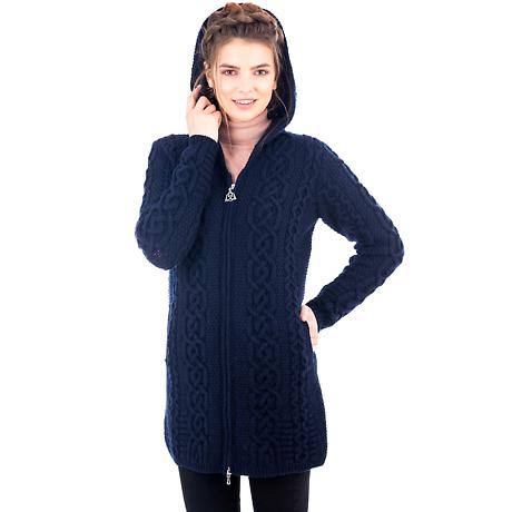Product Image for Irish Coat | Merino Wool Celtic Aran Knit Ladies Jacket