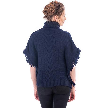 Alternate Image 9 for Irish Shawl | Merino Wool Aran Knit Cowl Neck Ladies Poncho